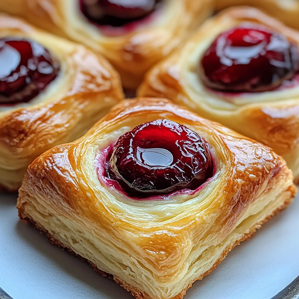 Flaky Cherry Cream Cheese Danish Pastries 1