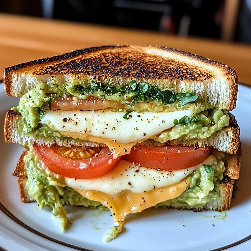 Creamy Avocado & Mozzarella Grilled Cheese with Tomato