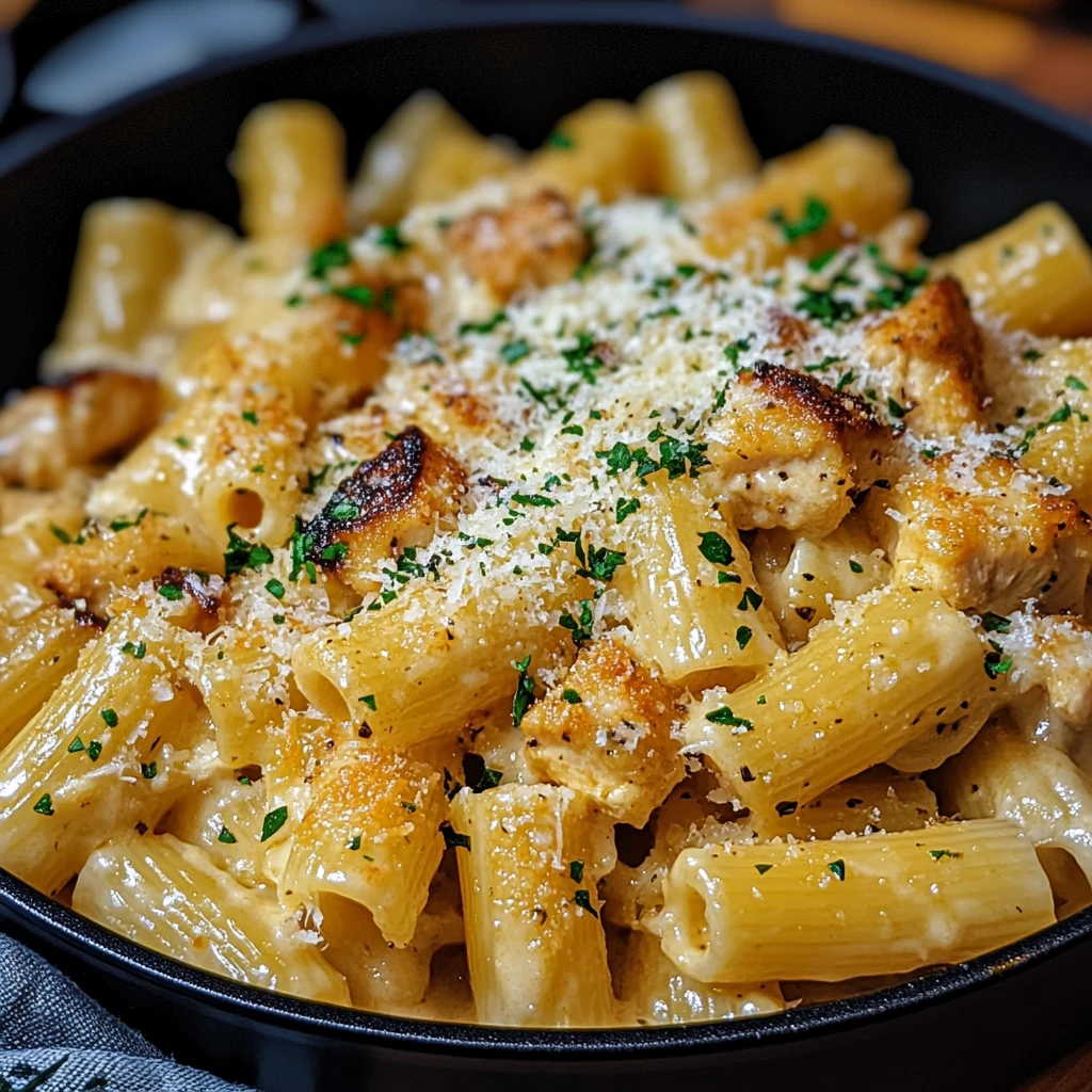 Garlic Butter Chicken Rigatoni with Parmesan Creamy