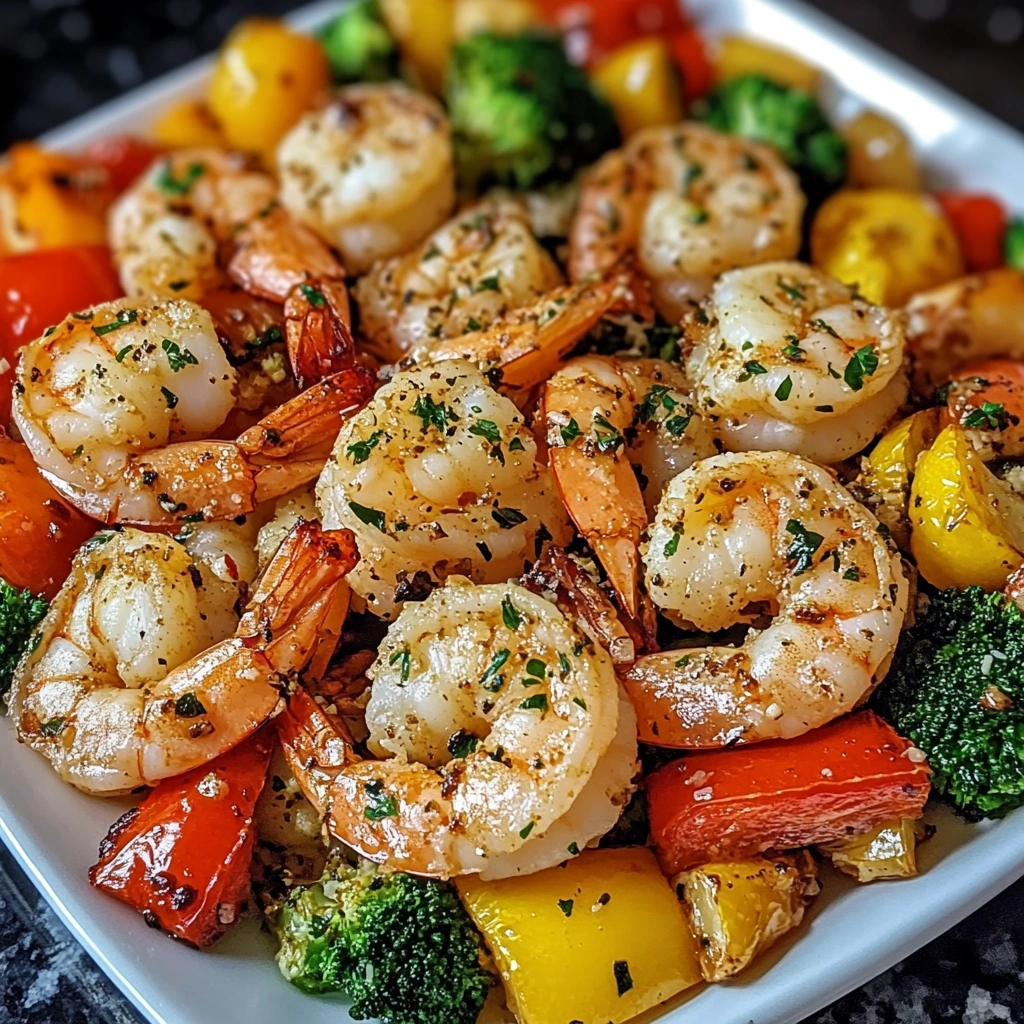 Garlic Parmesan Shrimp with Roasted Veggies