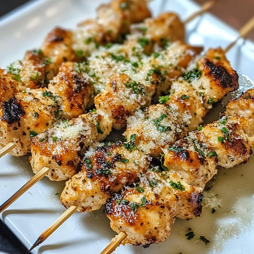 Ranch Garlic Parmesan Chicken Skewers
