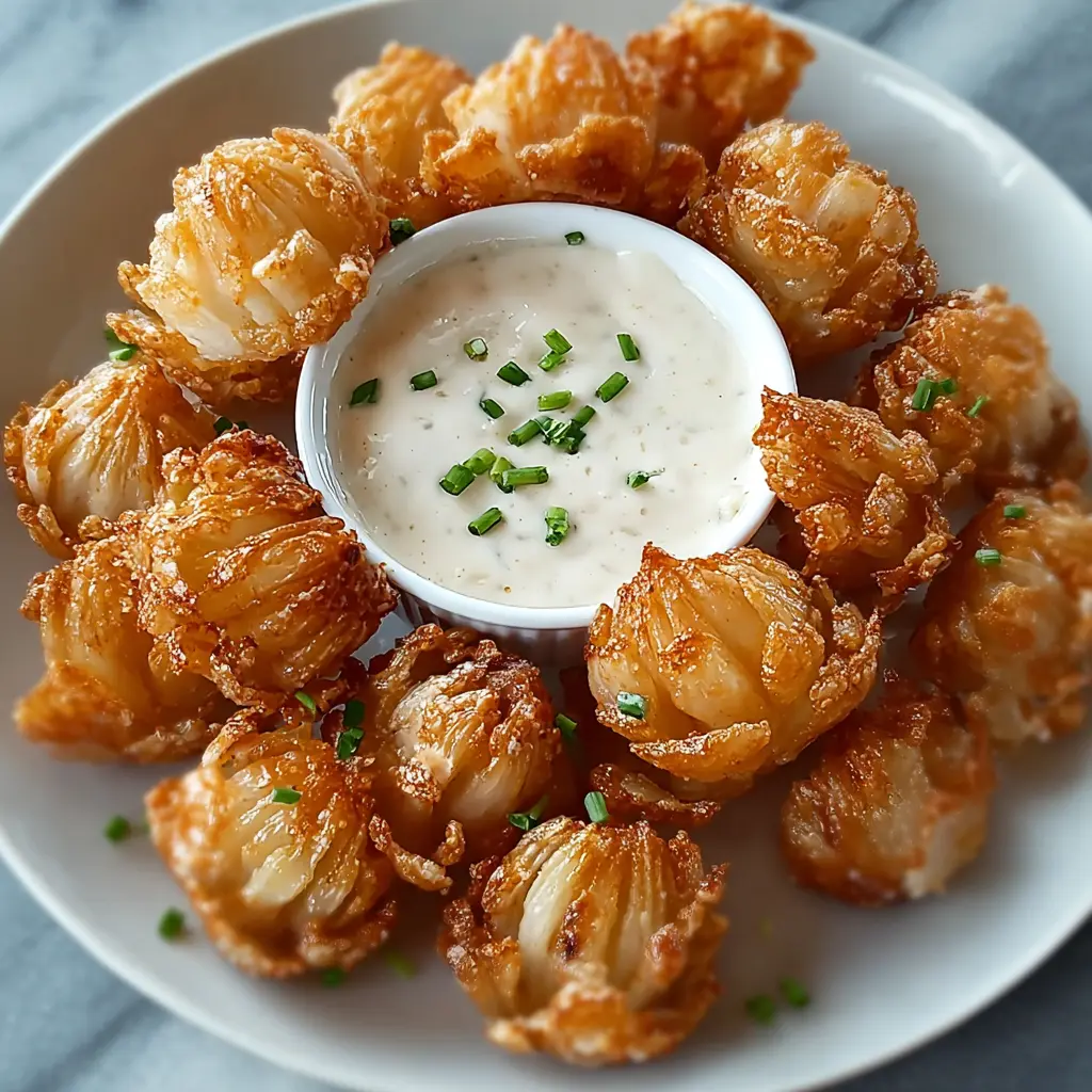Bite-Sized Blooming Onions with Buttermilk Ranch Dip
