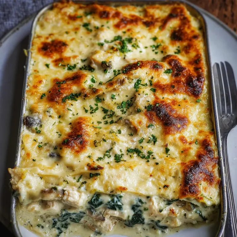 White Chicken Lasagna with Spinach & Mushroom
